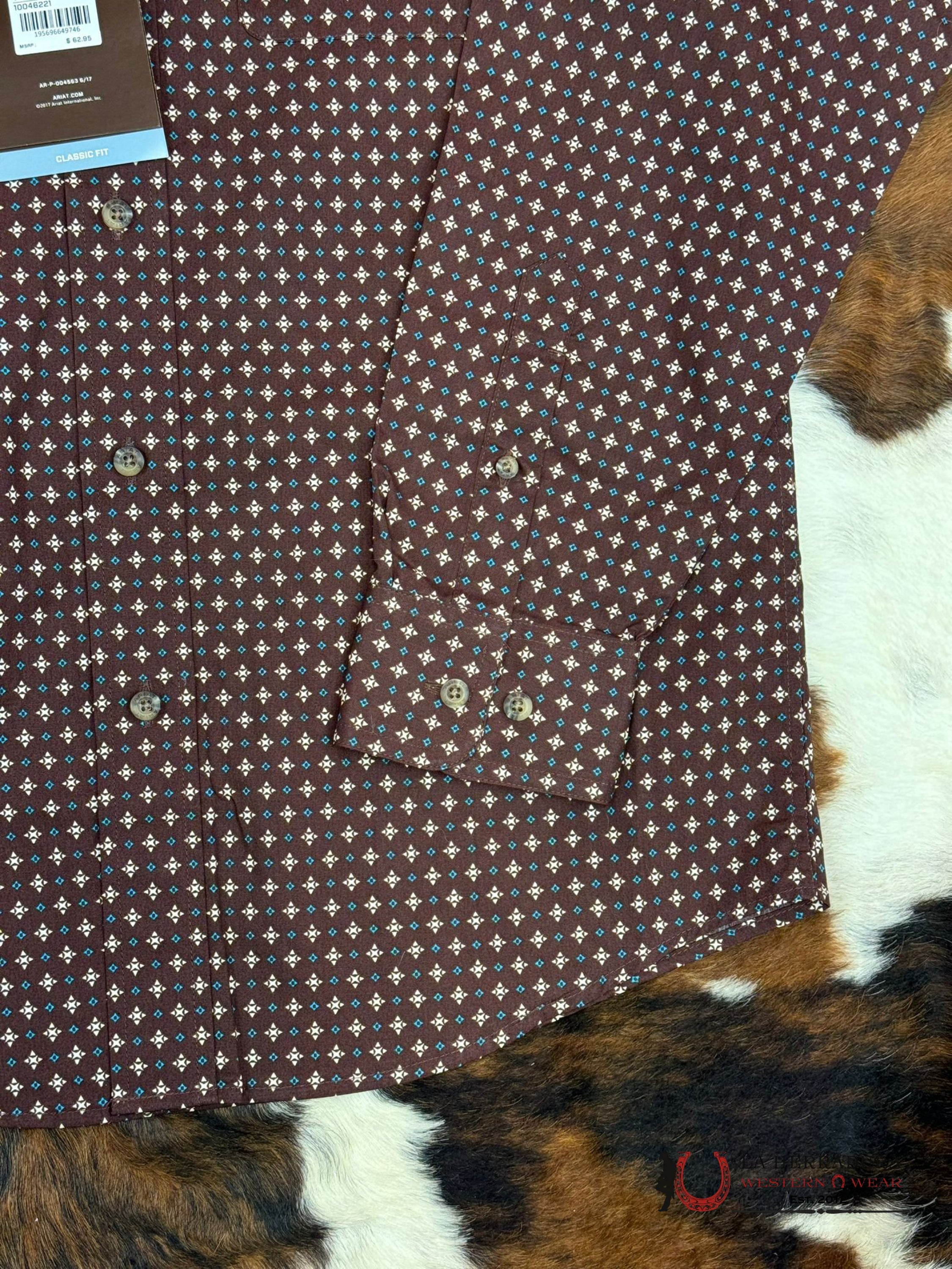 Ariat Shirt Classic Barrett Long Sleeve Bitter Chocolate Ropa Hombres