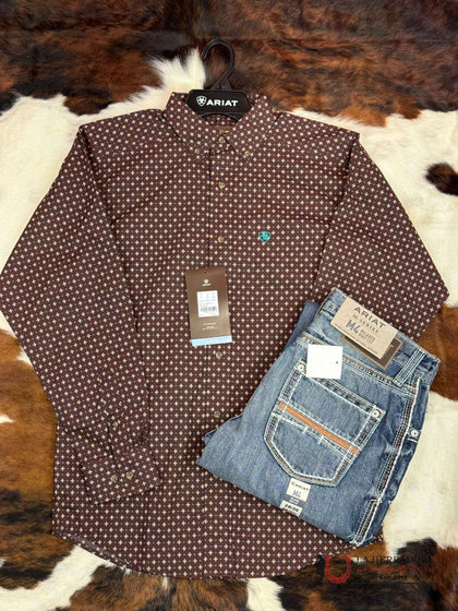 Ariat Shirt Classic BARRETT LONG SLEEVE BITTER CHOCOLATE - 10046221