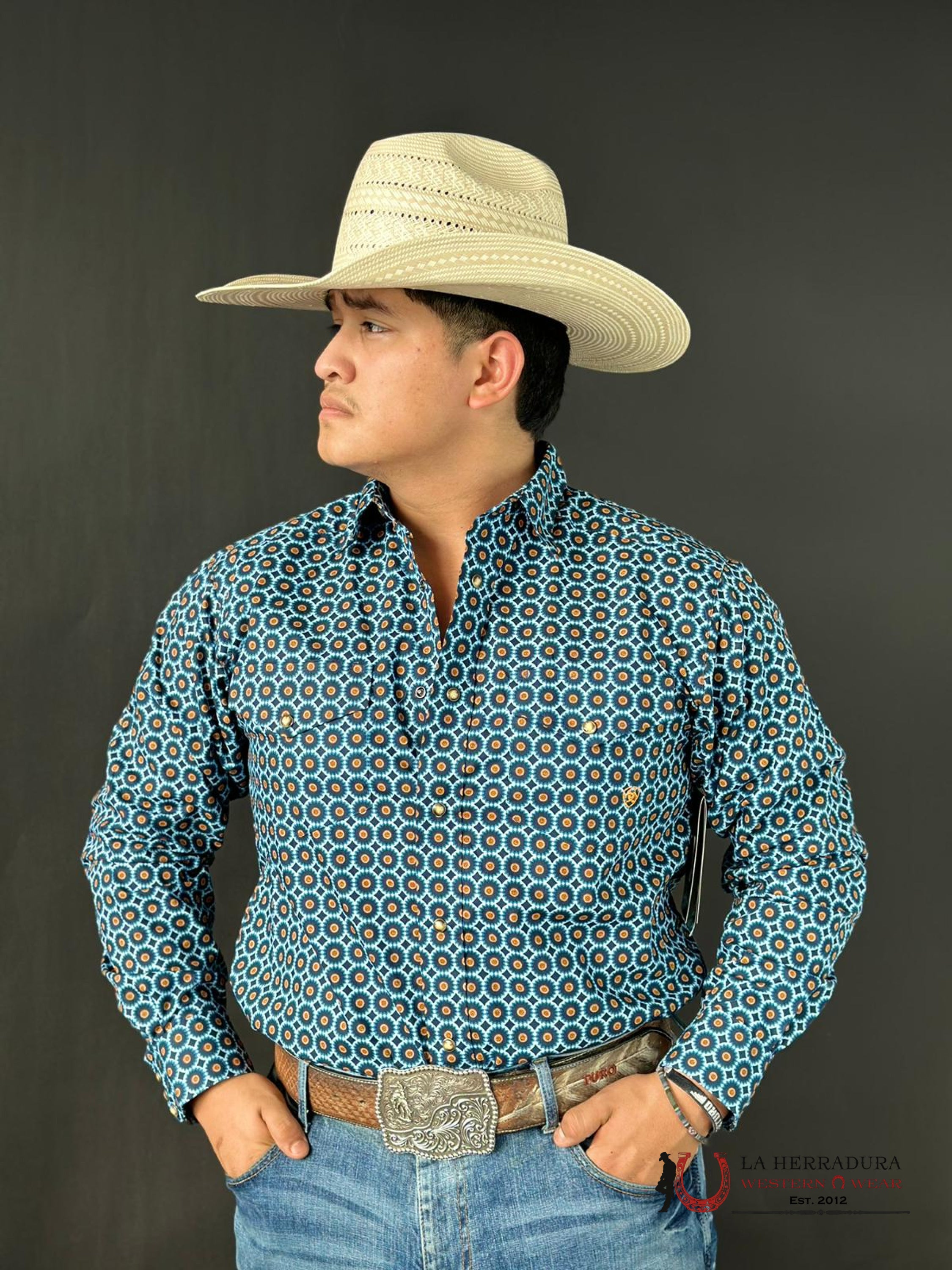 Ariat Shirt Classic Fit Gordy Moonlit Ocean Ropa Hombres