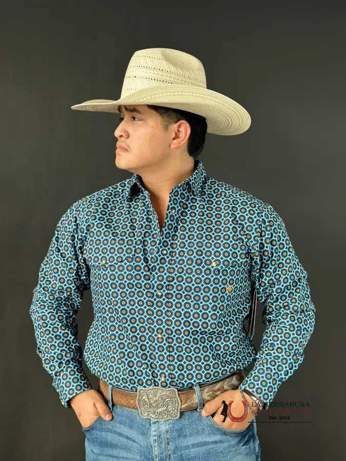 Ariat Shirt Classic Fit Gordy Moonlit Ocean Ropa Hombres