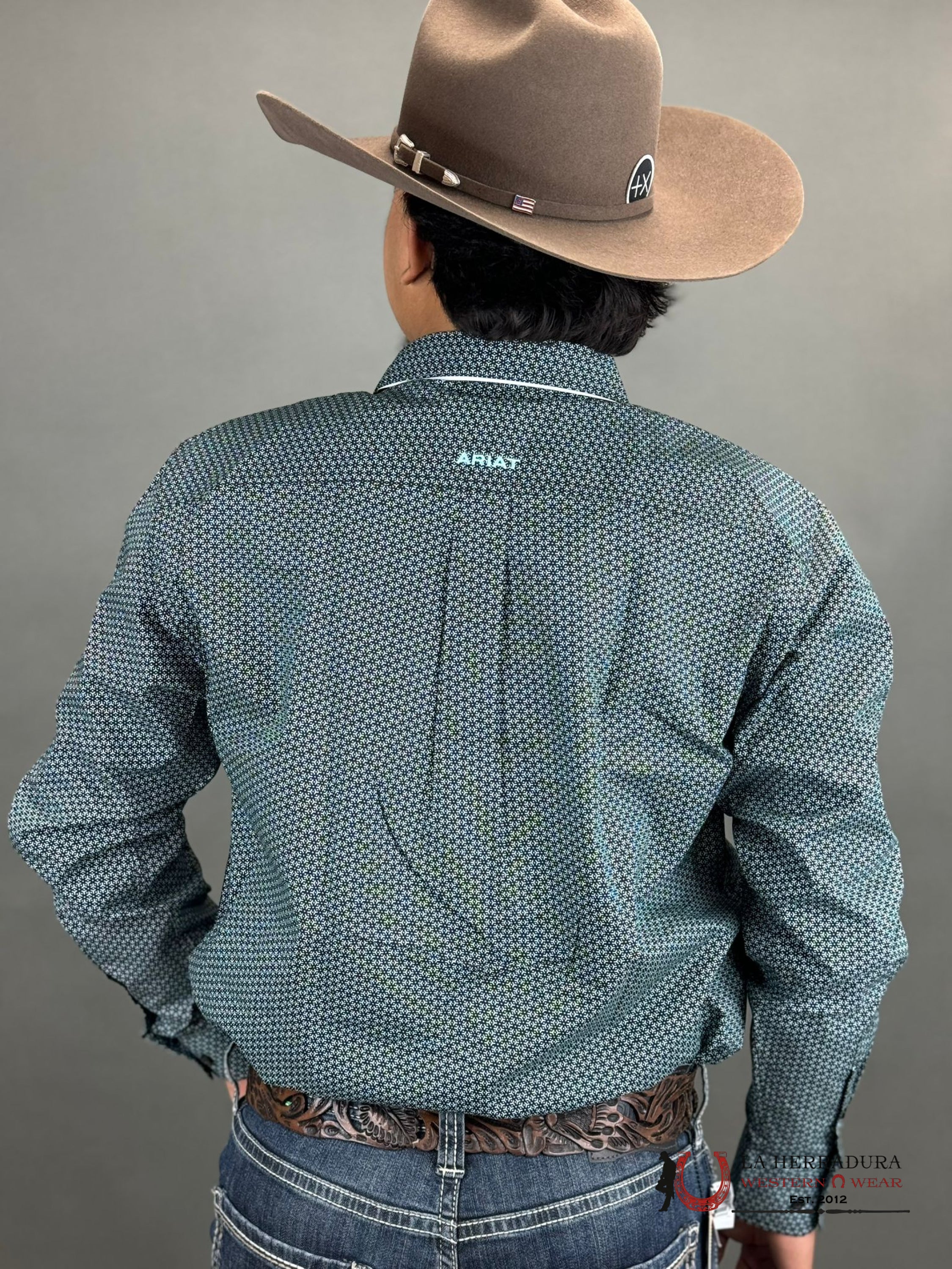 Ariat Shirt Classic Nate Black Baby Blue Ropa Hombres