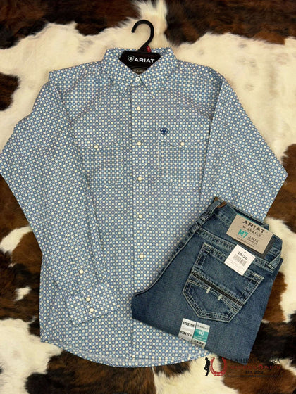 ARIAT SHIRT  MENS CLASSIC FIT LITTLE  BOY BLUE - 10048501