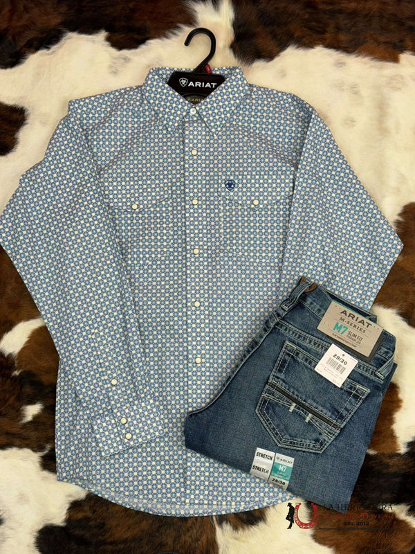 ARIAT SHIRT  MENS CLASSIC FIT LITTLE  BOY BLUE - 10048501