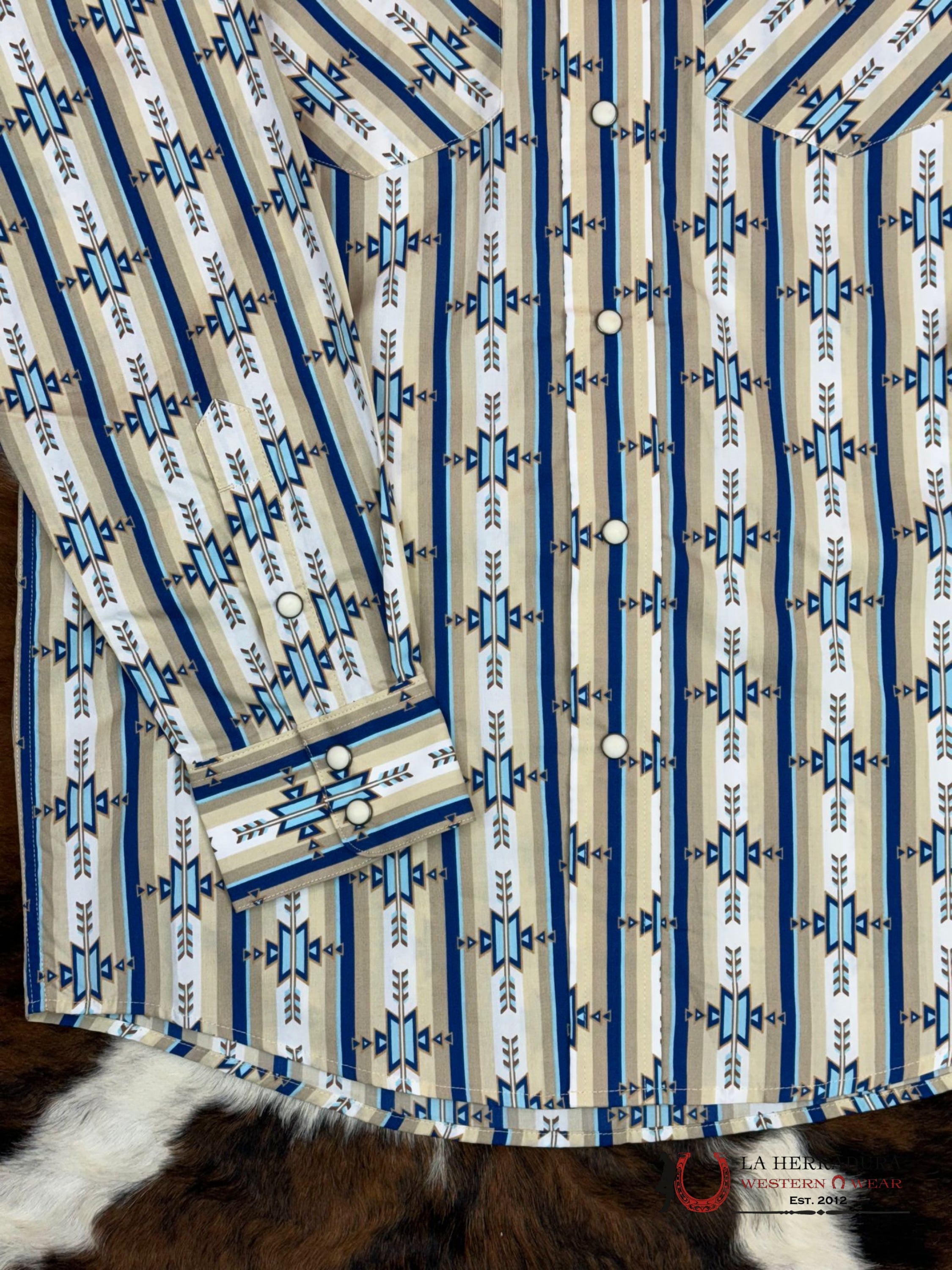 Ariat Shirt Classic PRESTON SNAP LONG SLEEVE WHITE TAN AZTEC