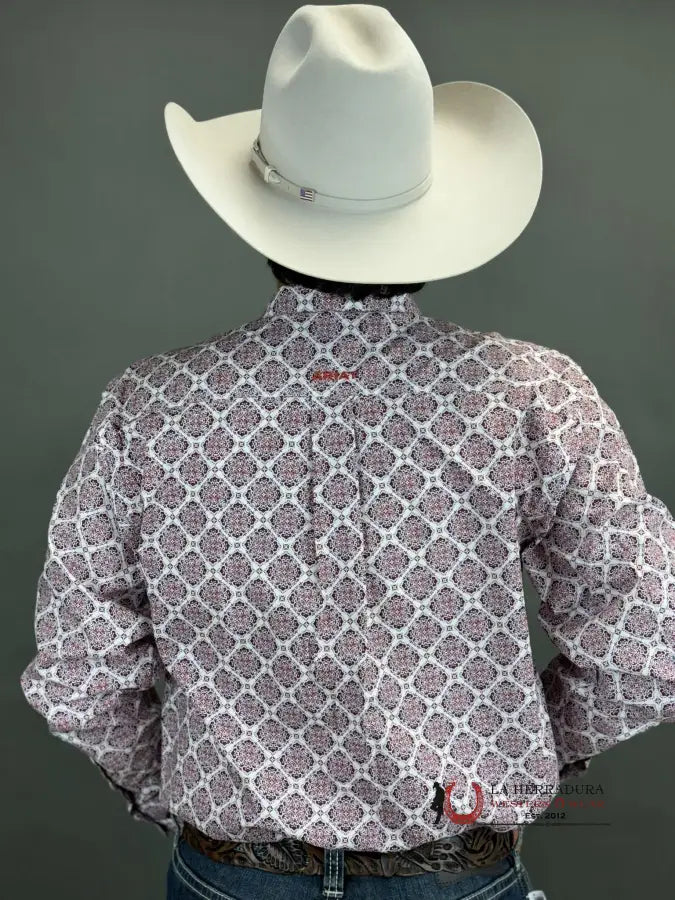 Ariat Shirt Classic Shiloh White Tyrian Purple Ropa Hombres