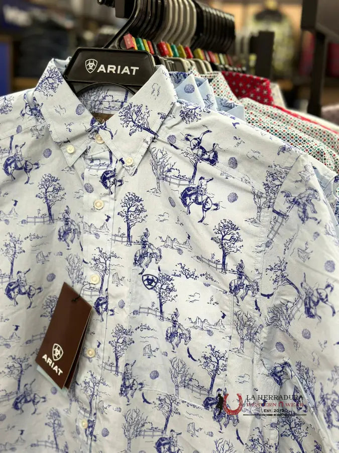 Ariat Shirt Classic Short Sleeve Jonas Light Blue Ropa Hombres