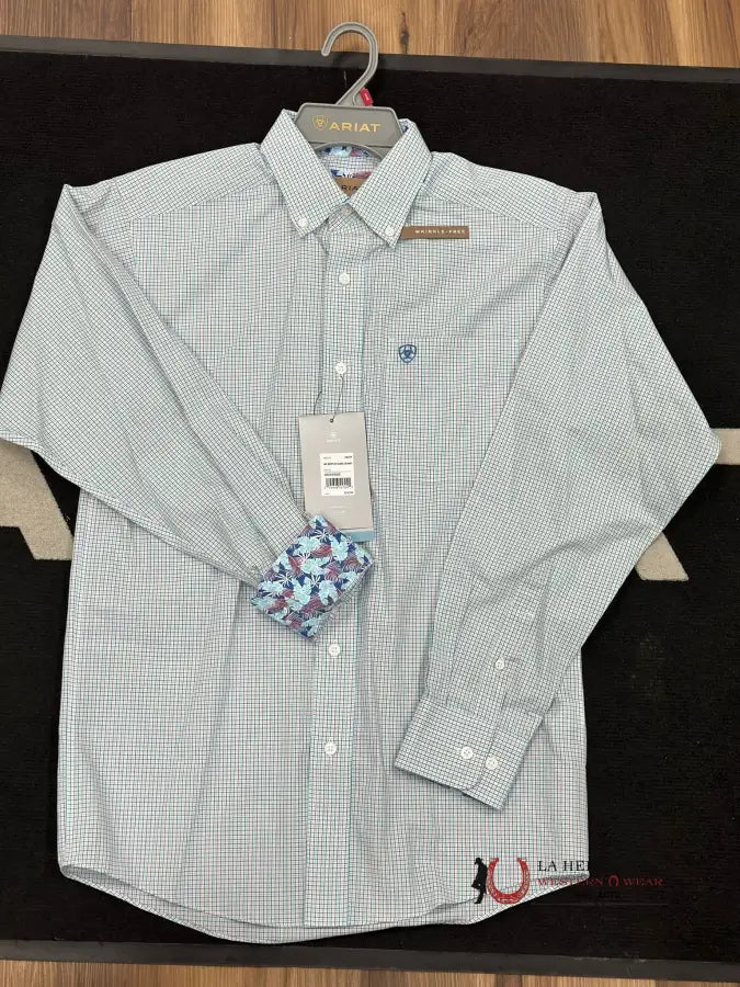 Ariat Shirt Classic Westley White & Blue Ropa Hombres