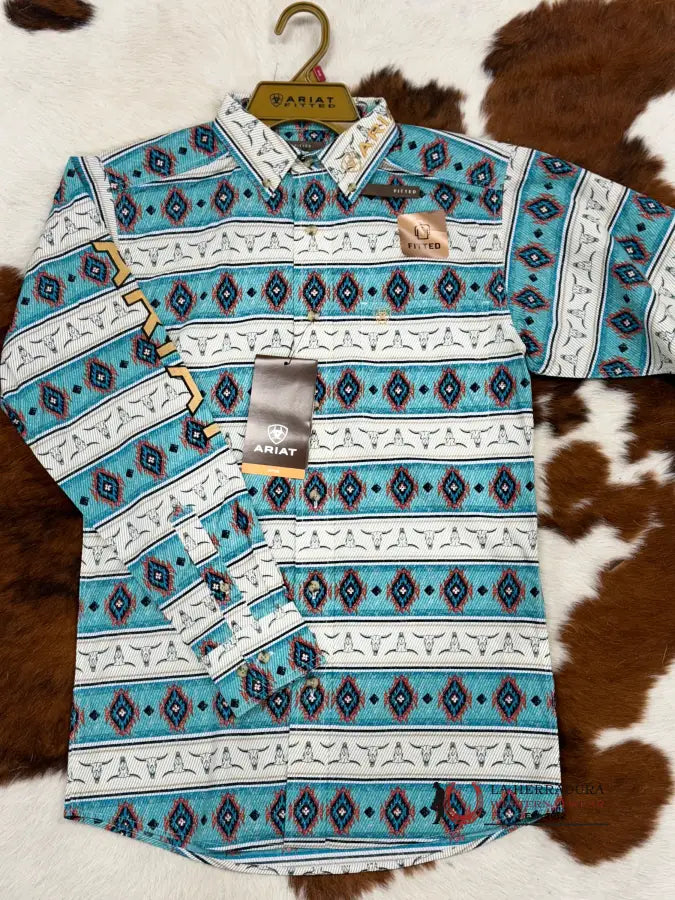 Ariat Shirt Fitted Aztec Team Cruz Sandshell Ropa Hombres