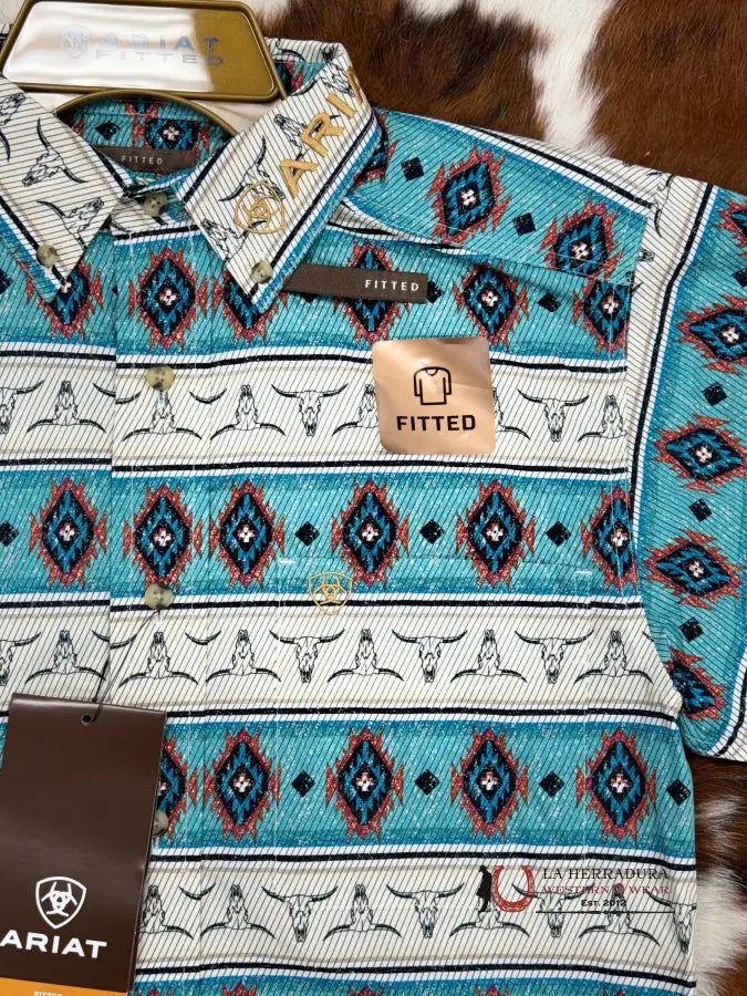 Ariat Shirt Fitted Aztec Team Cruz Sandshell Ropa Hombres