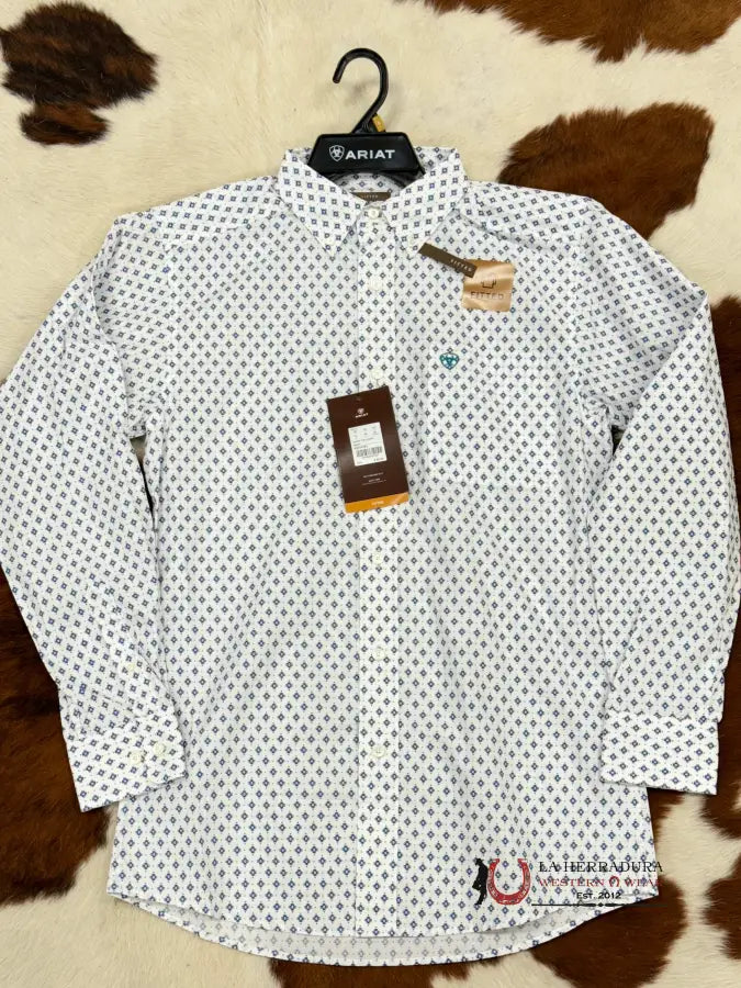 Ariat Shirt Fitted Booned White Ropa Hombres