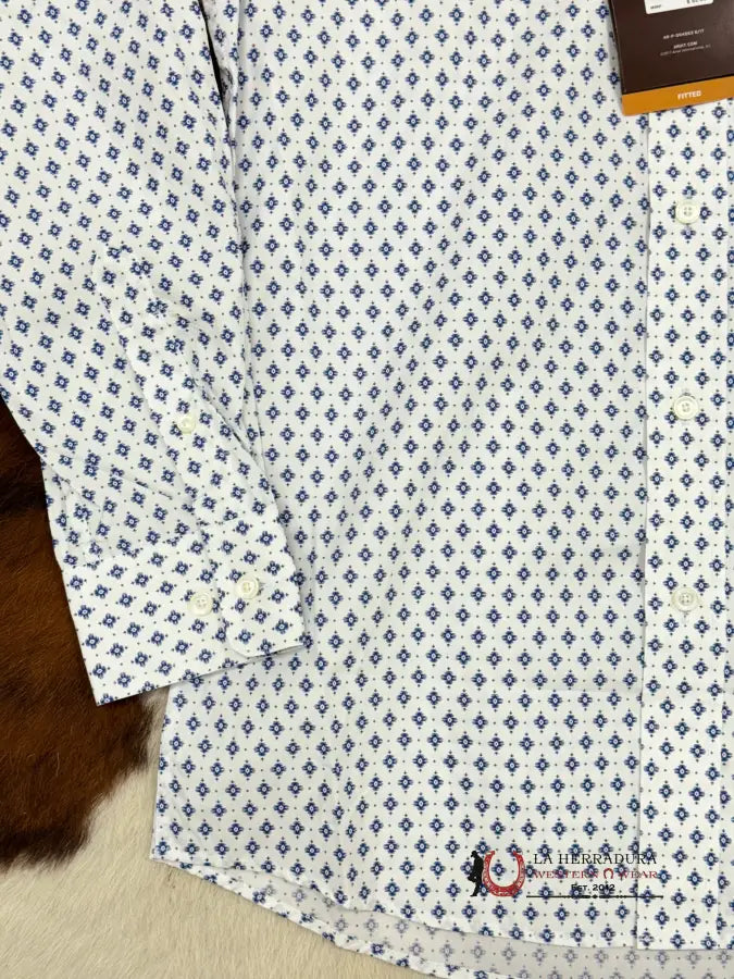 Ariat Shirt Fitted Booned White Ropa Hombres