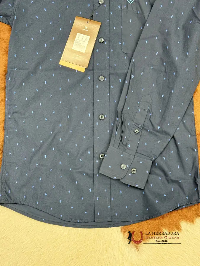 Ariat Shirt Fitted Dress Blue Pollerd Ropa Hombres