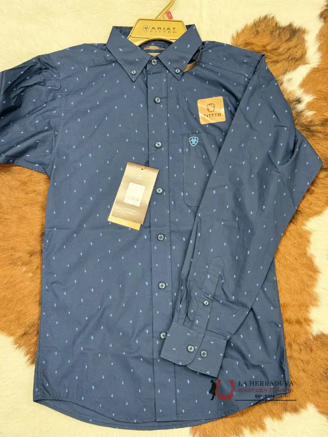 Ariat Shirt Fitted Dress Blue Pollerd Ropa Hombres