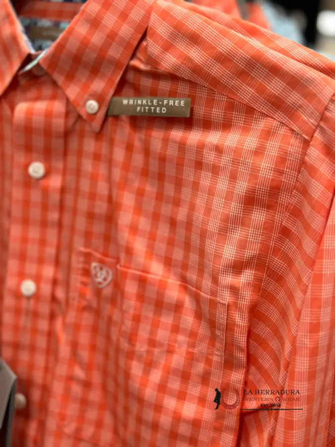 Ariat Shirt Fitted Flame Coral Ropa Hombres