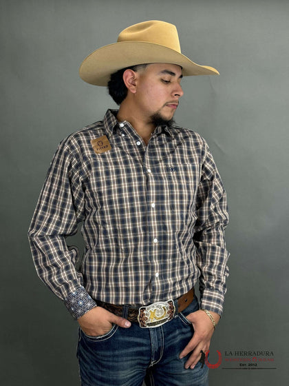 Ariat Shirt FITTED KAREEM PLAID BROWN NAVY