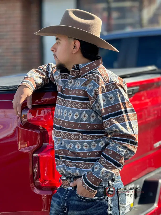 Ariat Shirt Fitted Nelly Quiet Brown Ropa Hombres