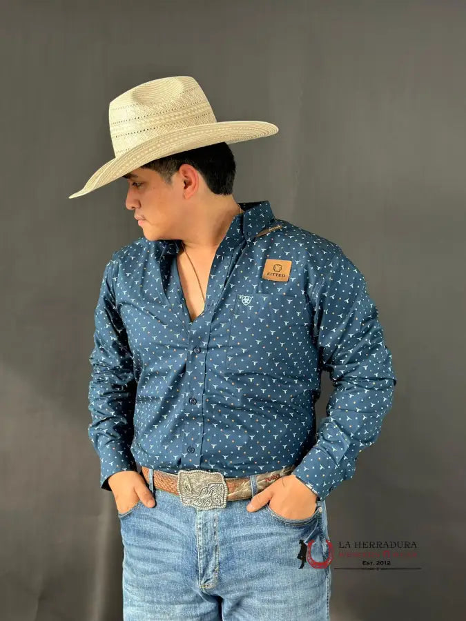 Ariat Shirt Gavyn Fitted Moolit Ocean Ropa Hombres