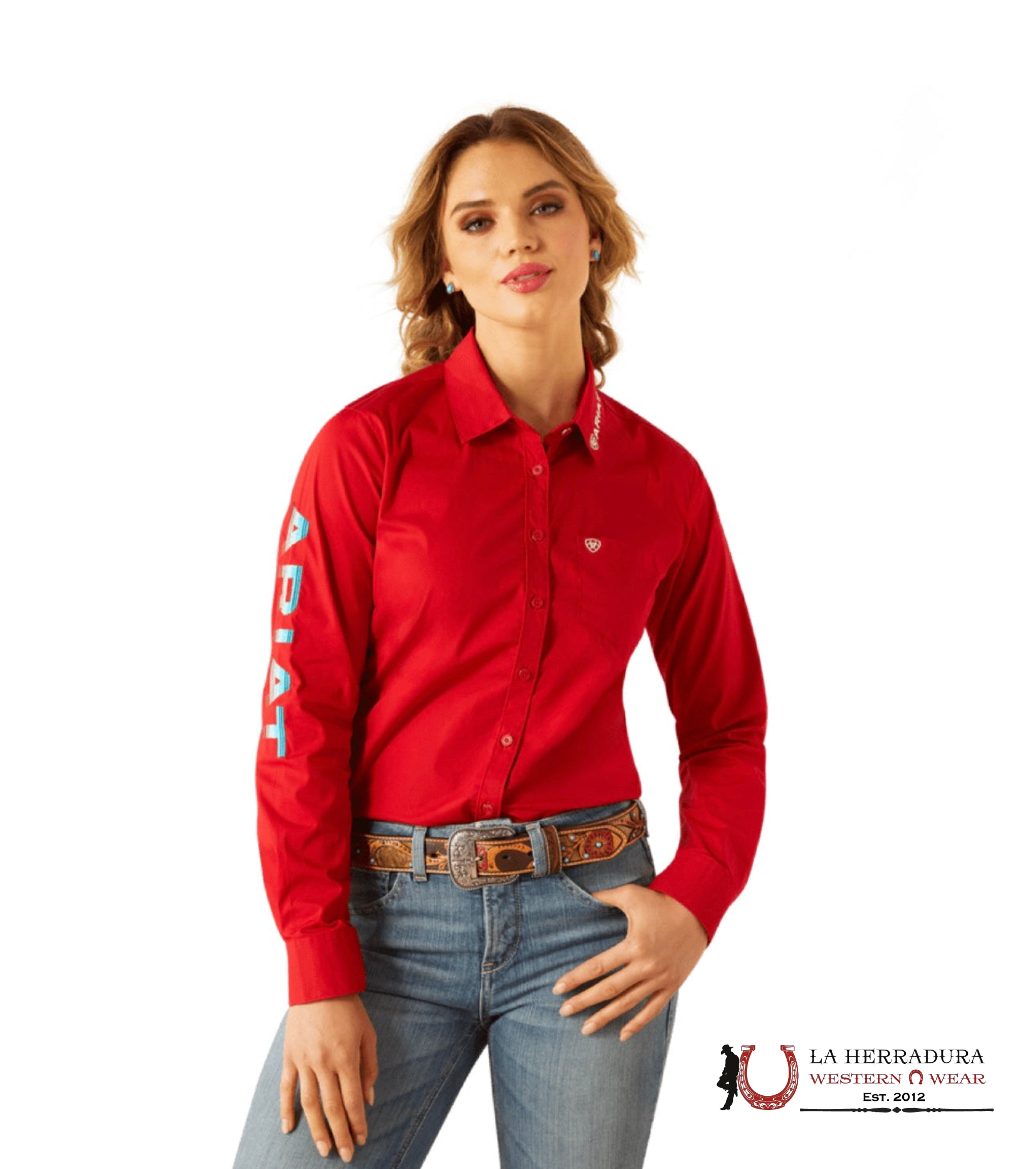 ARIAT SHIRT TEAM KIRBY LONG SLEEVE EQUESTRIAN RED - 8797 ROPA MUJERES