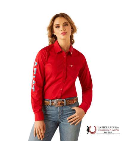 ARIAT SHIRT TEAM KIRBY LONG SLEEVE EQUESTRIAN RED 10058797