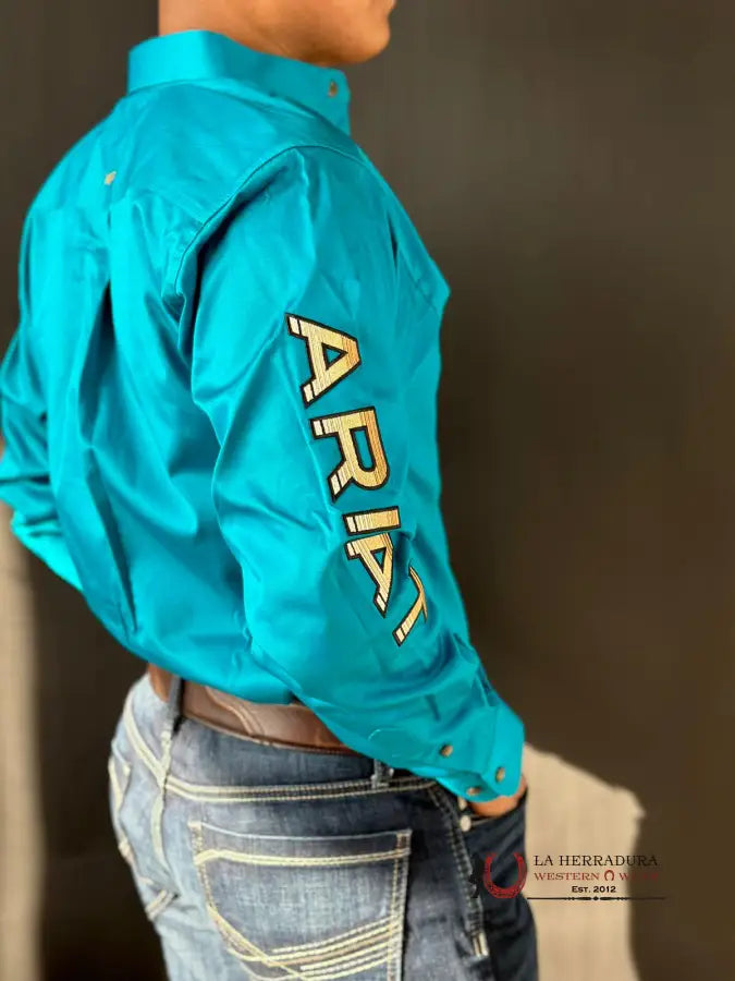 Ariat Shirt Team Logo Deep Fitted Turquoise Ropa Hombres