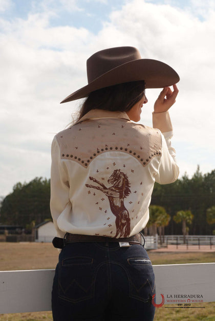 ARIAT SHIRT WILDHORSE SNAP LONG SLEEVE SHIRT WHITE ALYSSUM/SUMMER SAND 10053974