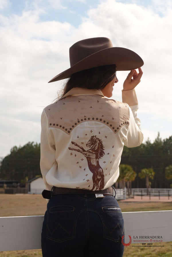 CAMISA ARIAT WILDHORSE CON BROCHES MANGA LARGA BLANCO ALYSSUM/ARENA DE VERANO 10053974