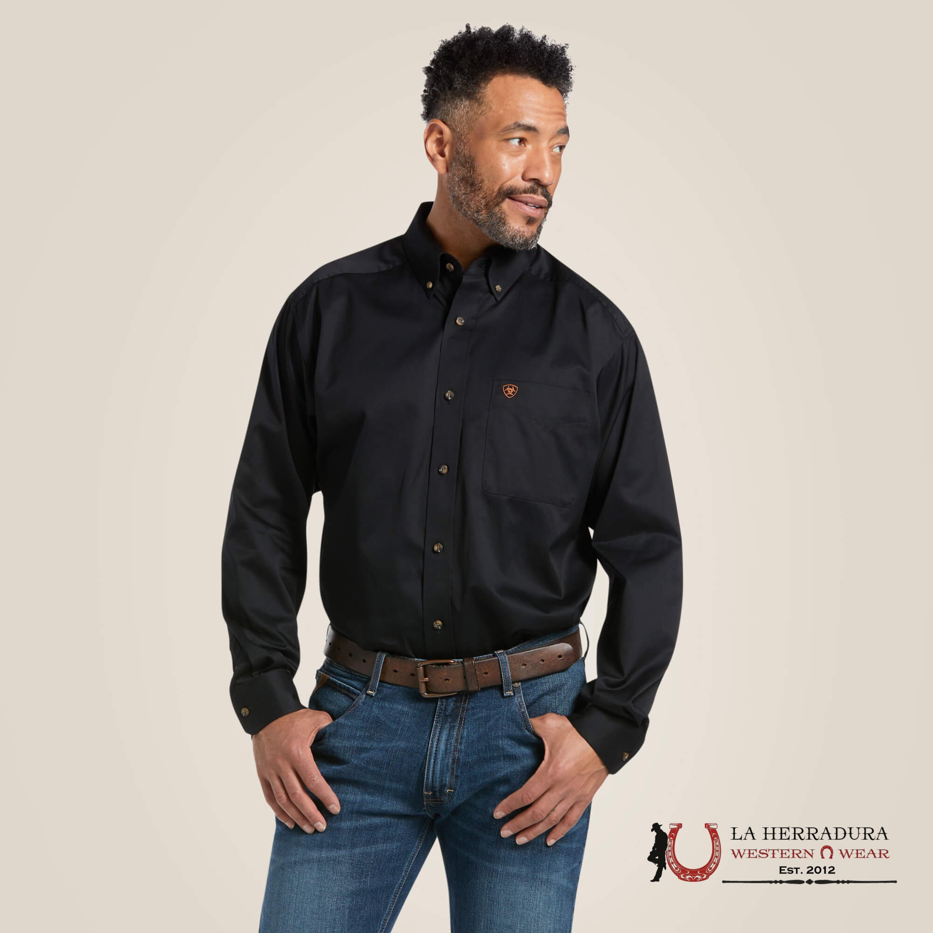 Ariat Solid Twill Classic Fit Shirt Black Ropa Hombres