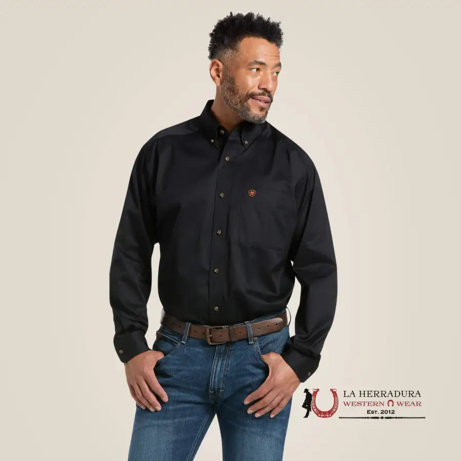 Ariat Solid Twill Classic Fit Shirt Black Ropa Hombres