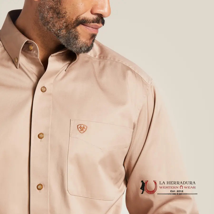 Ariat Solid Twill Classic Fit Shirt Khaki - 0505 Ropa Hombres