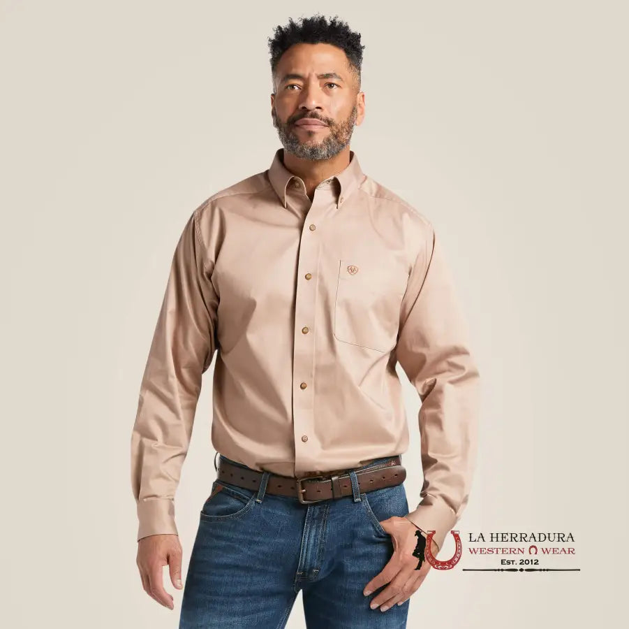 Ariat Solid Twill Classic Fit Shirt Khaki - 0505 Ropa Hombres