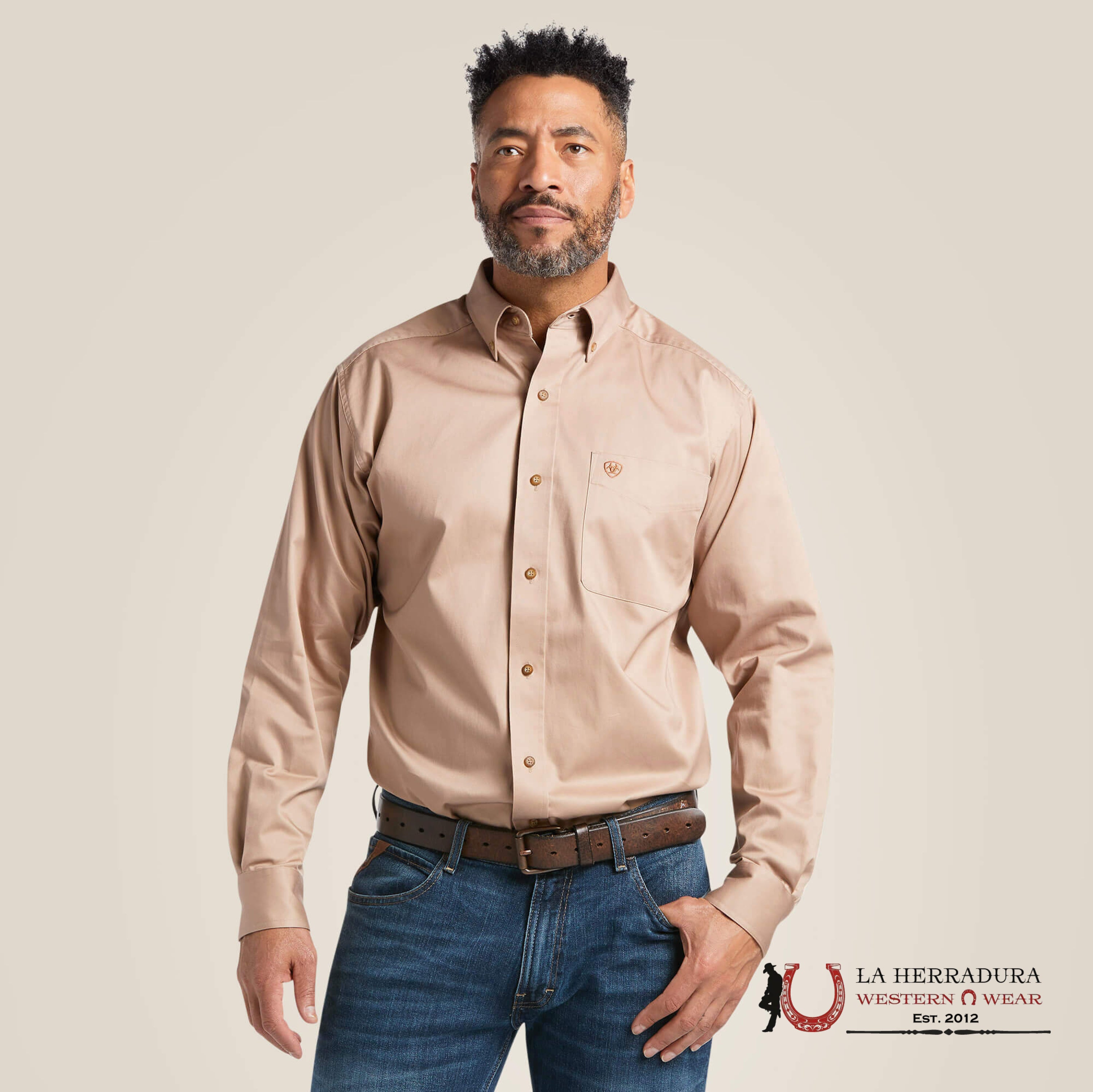 Ariat Solid Twill Classic Fit Shirt Khaki - 0505 Ropa Hombres