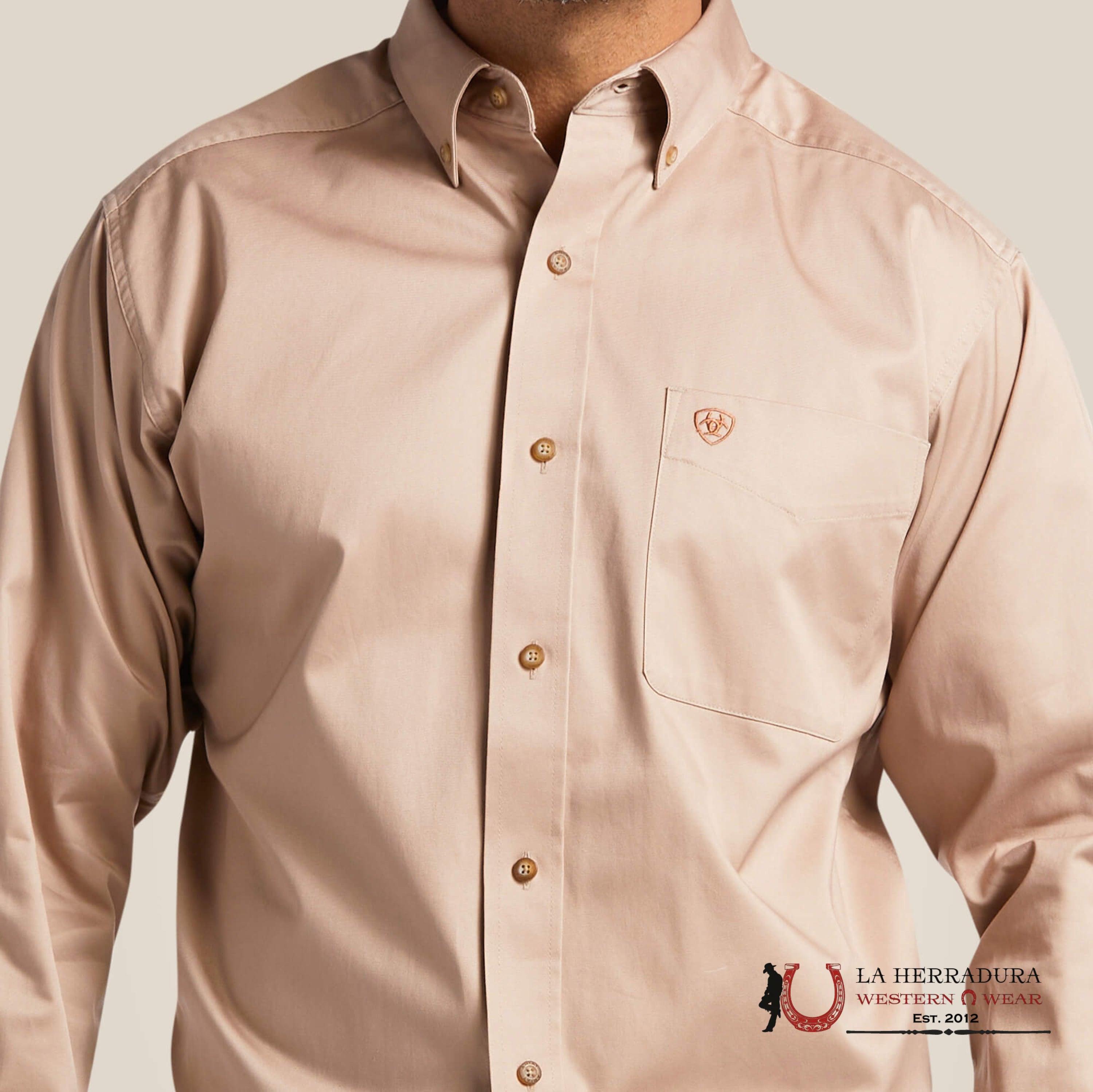 Ariat Solid Twill Classic Fit Shirt Khaki - 0505 Ropa Hombres