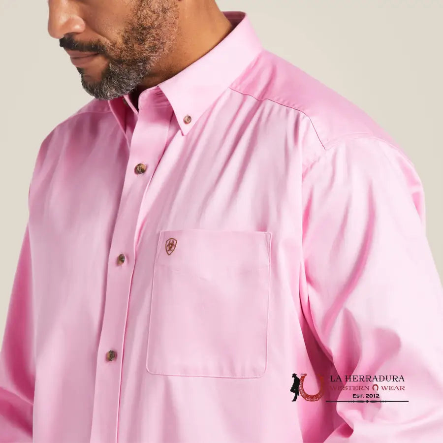 Ariat Solid Twill Classic Fit Shirt Prism Pink Ropa Hombres