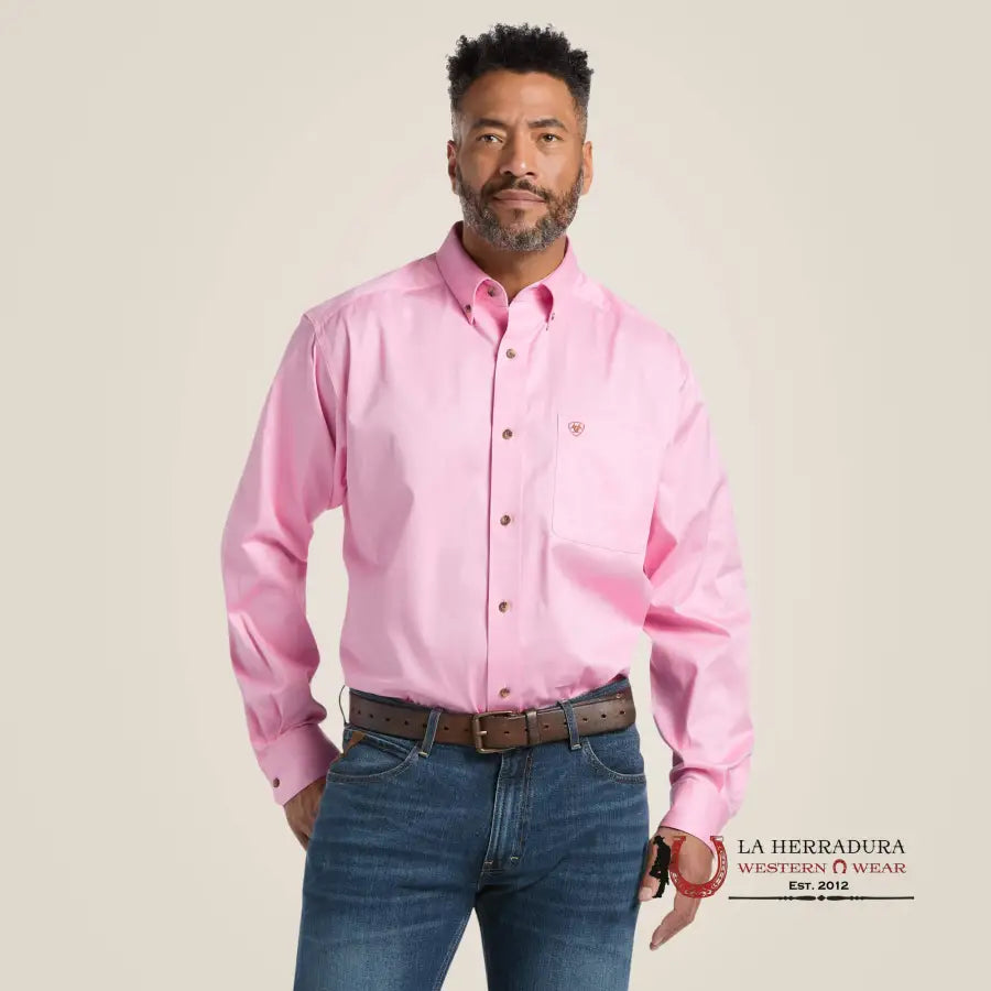 Ariat Solid Twill Classic Fit Shirt Prism Pink Ropa Hombres