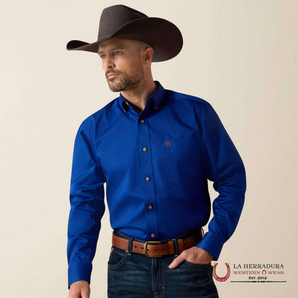 ARIAT HOMBRE CAMISA DE MANGA LARGA LISA DE Sarga ULTRAMARINA-10034225