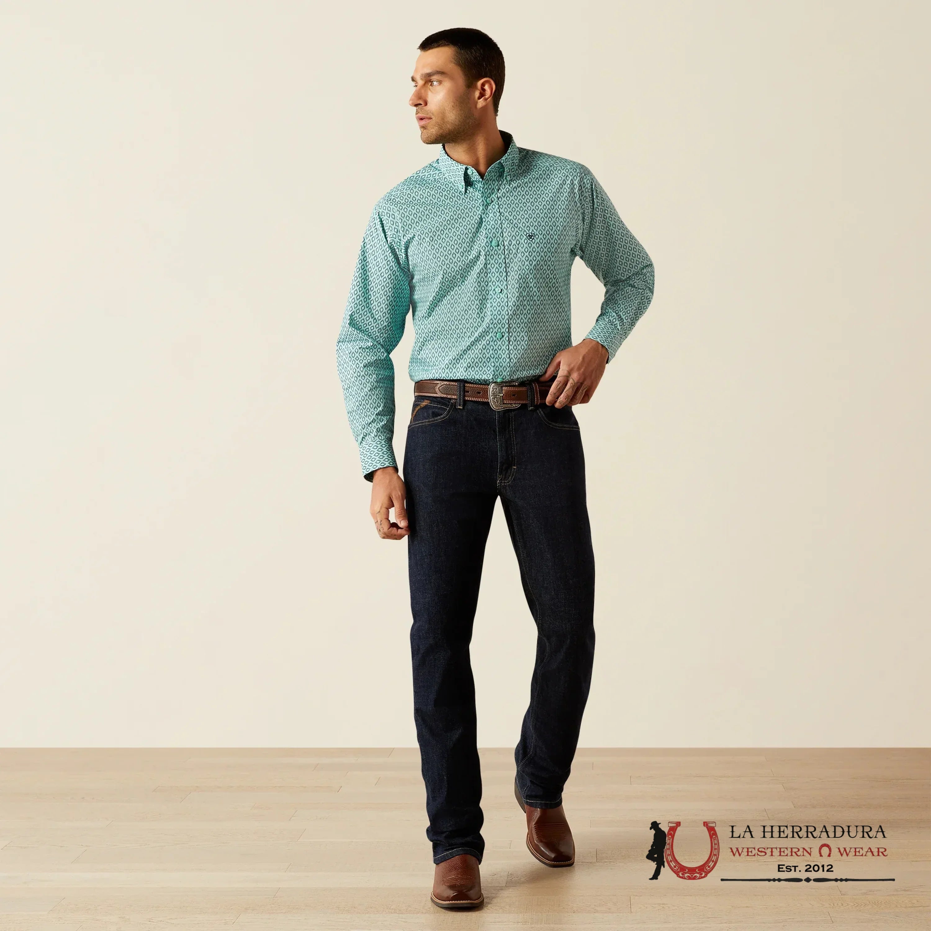 ARIAT TEAM Canyon Long Sleeve Mint Shirt - 4673 ROPA HOMBRES