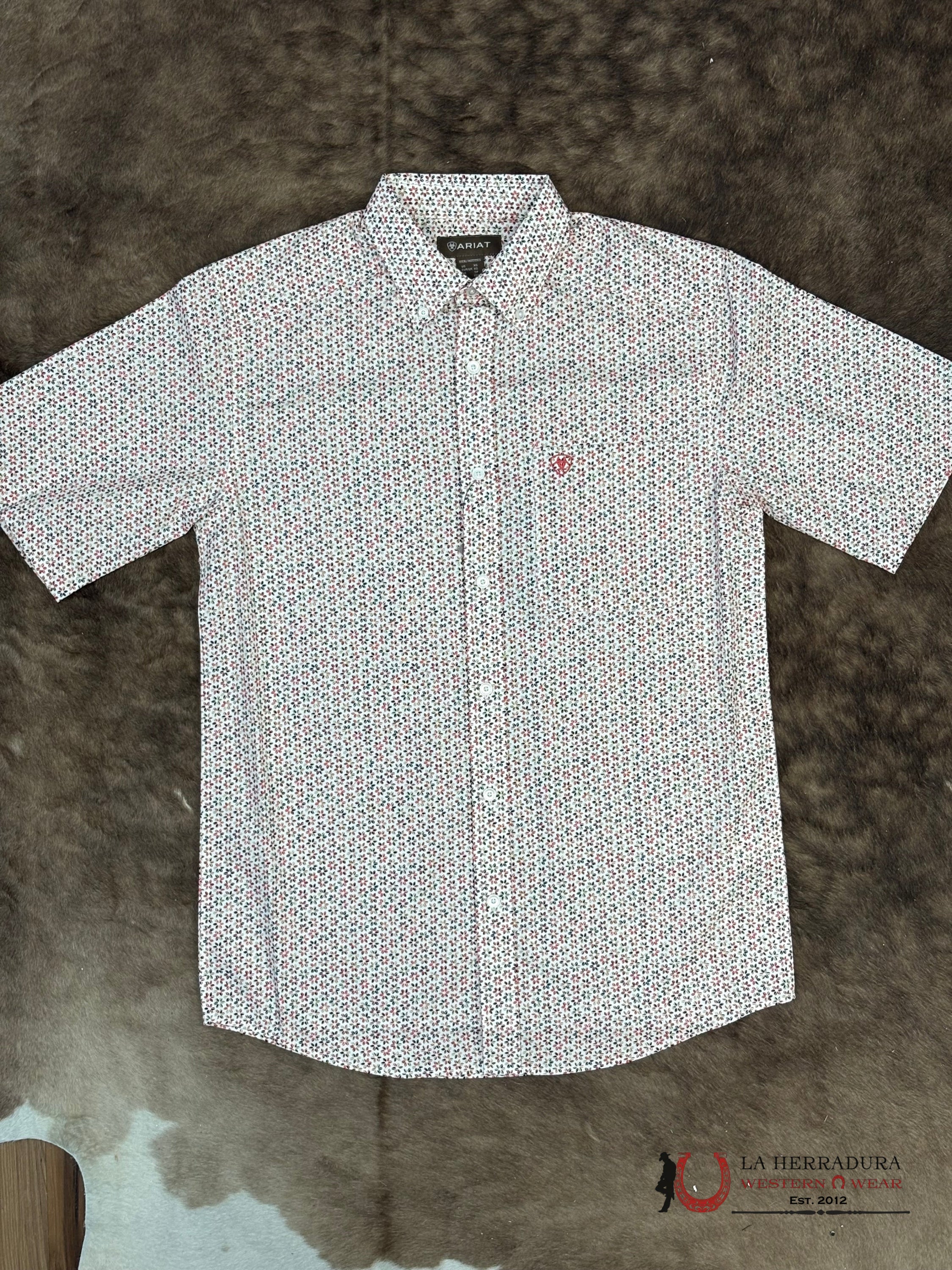 ARIAT TEAM Chapman Short Sleeve Red With Flower Print Shirt - 4815 ROPA HOMBRES