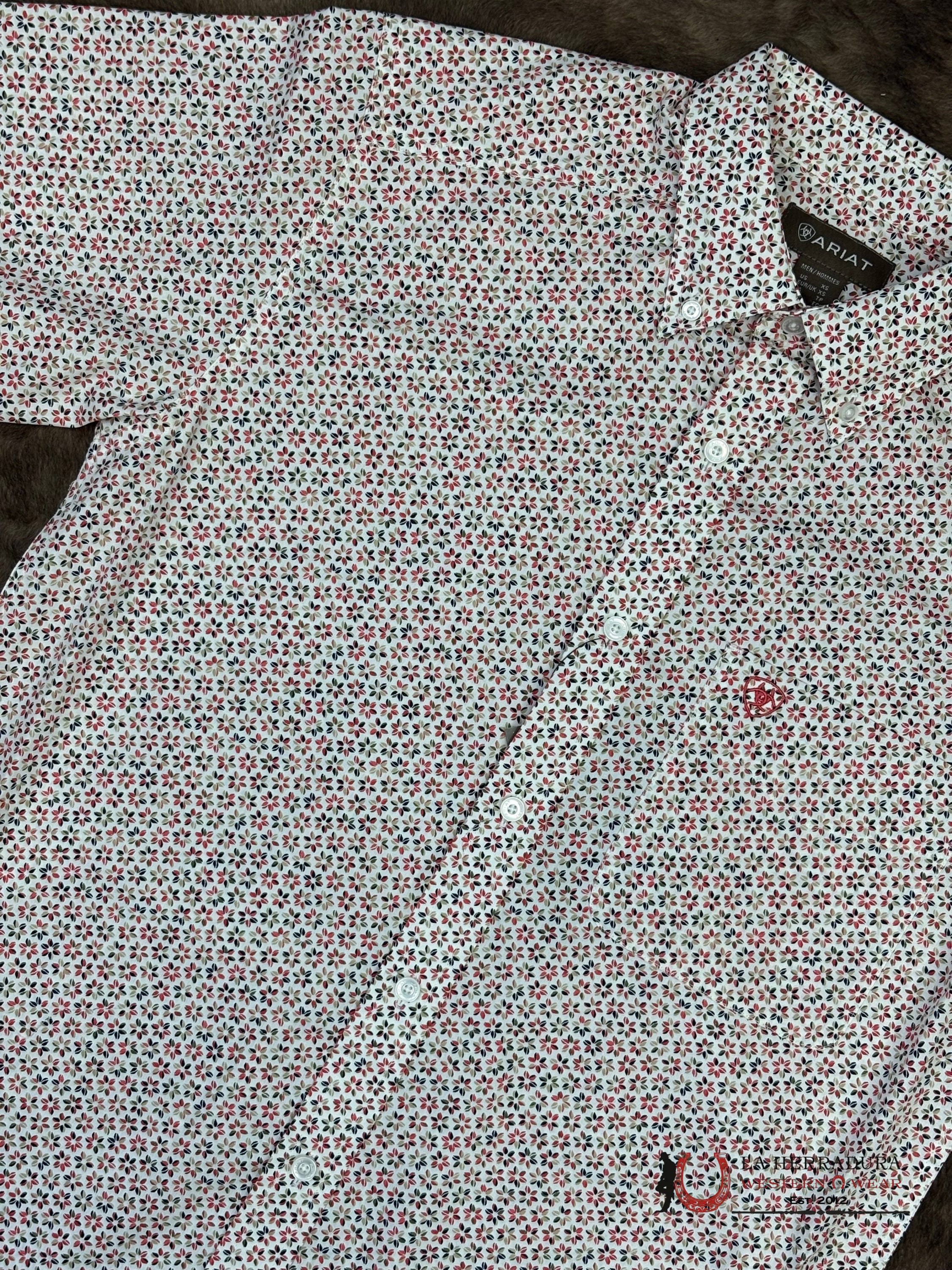 ARIAT TEAM Chapman Short Sleeve Red With Flower Print Shirt - 4815 ROPA HOMBRES