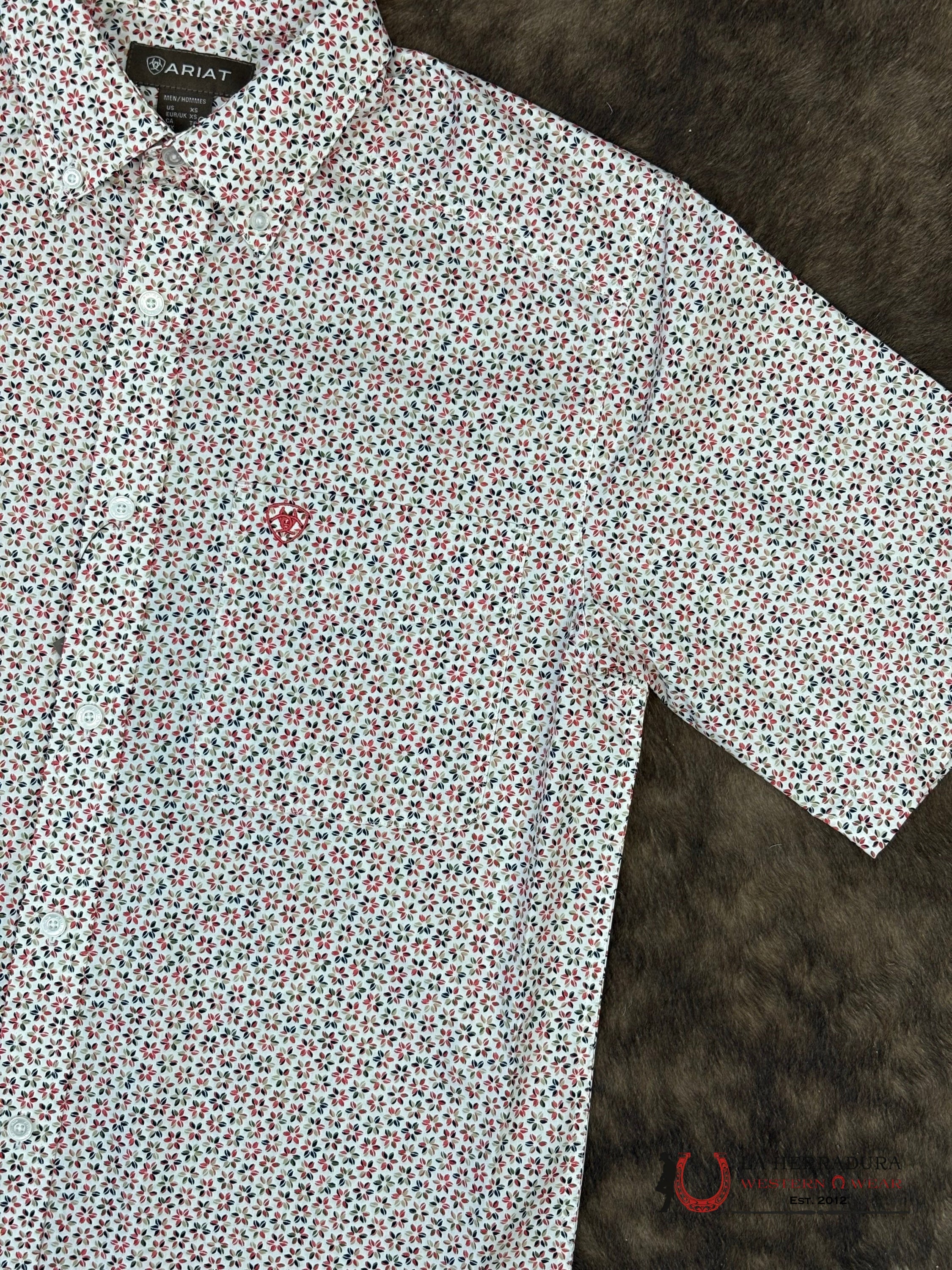 ARIAT TEAM Chapman Short Sleeve Red With Flower Print Shirt - 4815 ROPA HOMBRES