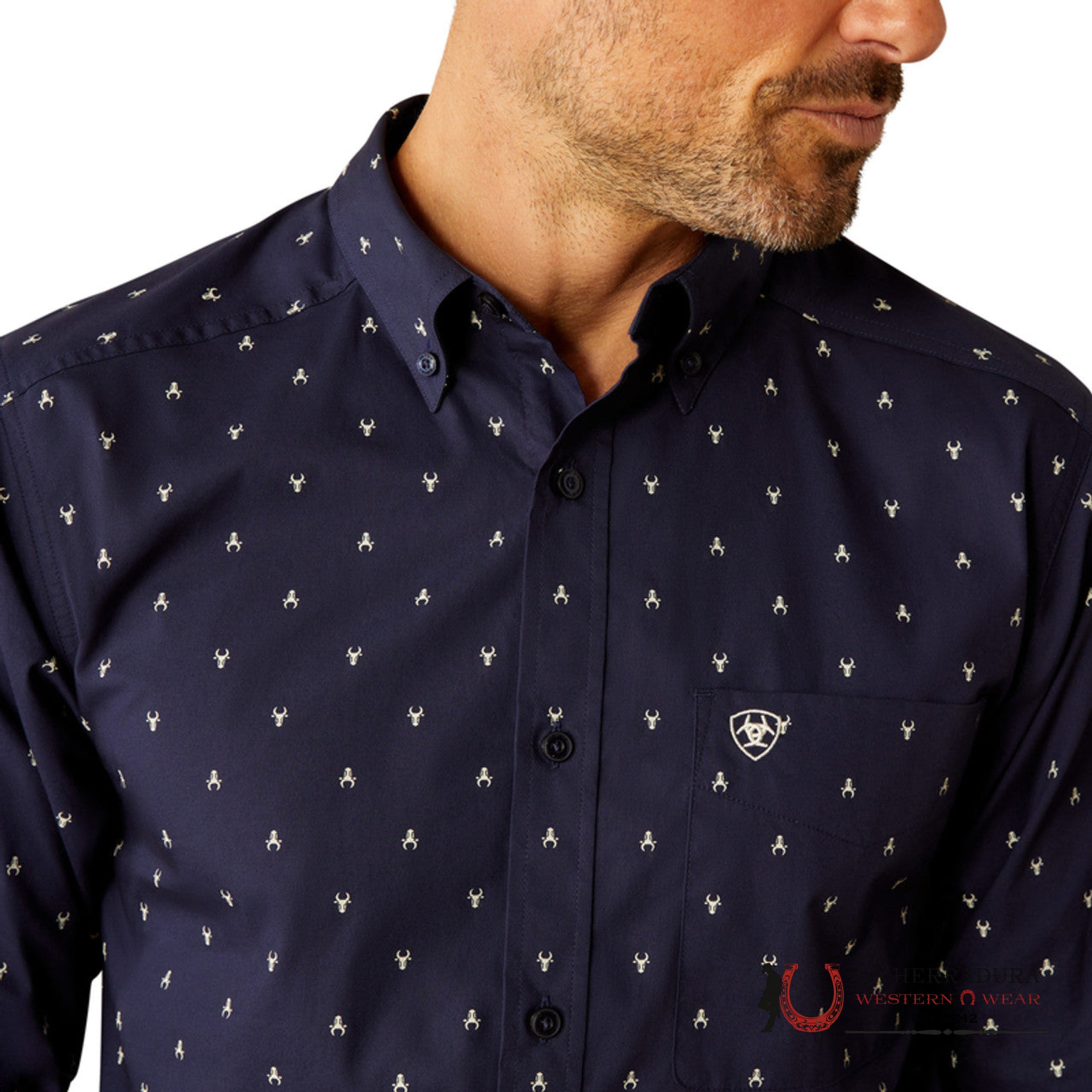 ARIAT TEAM Cordell FTD Long Sleeve Navy Shirt - 4804 ROPA HOMBRES