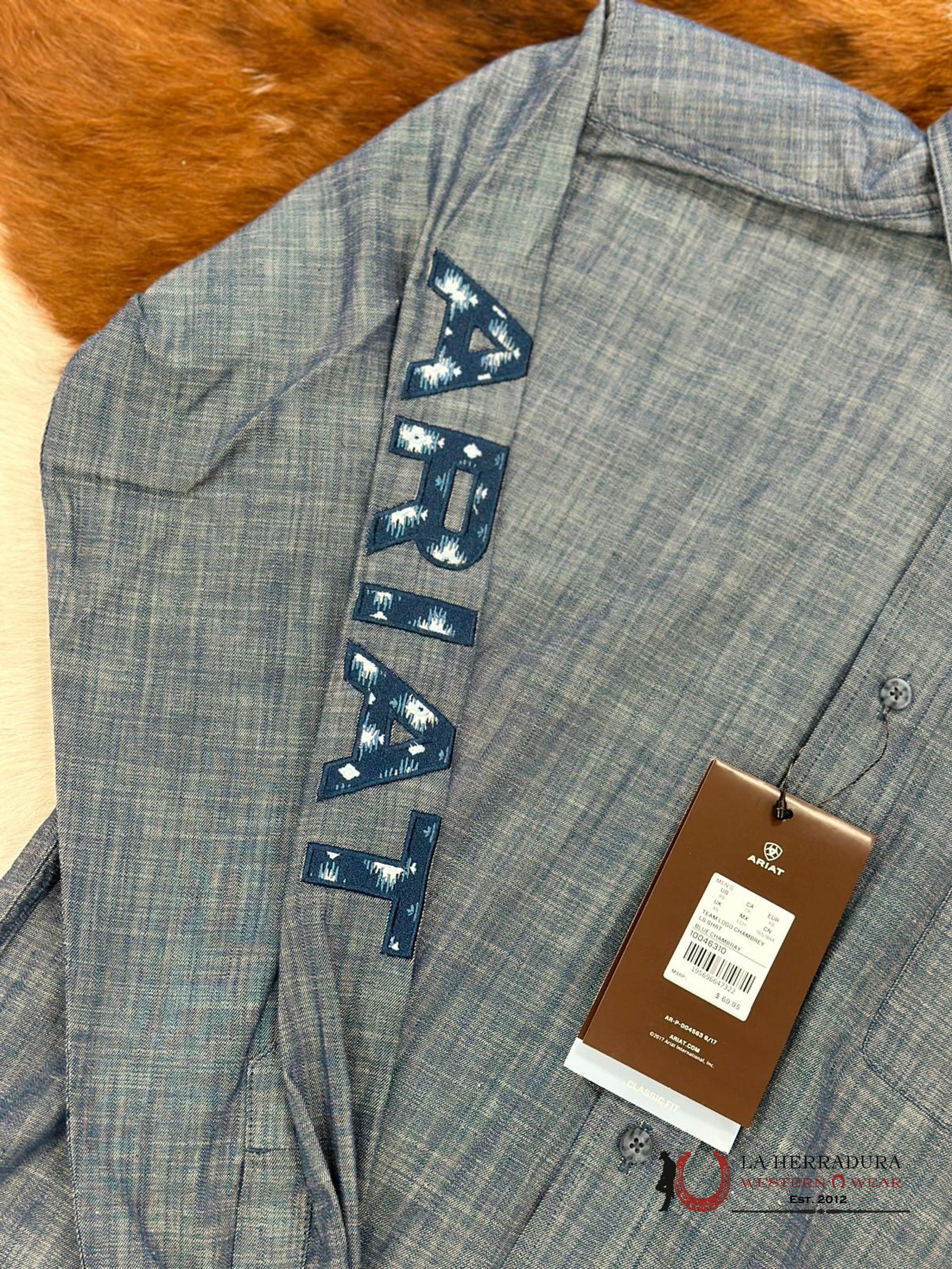 Ariat Team Logo Chambrey Classic Long Sleeve Shirt Ropa Hombres