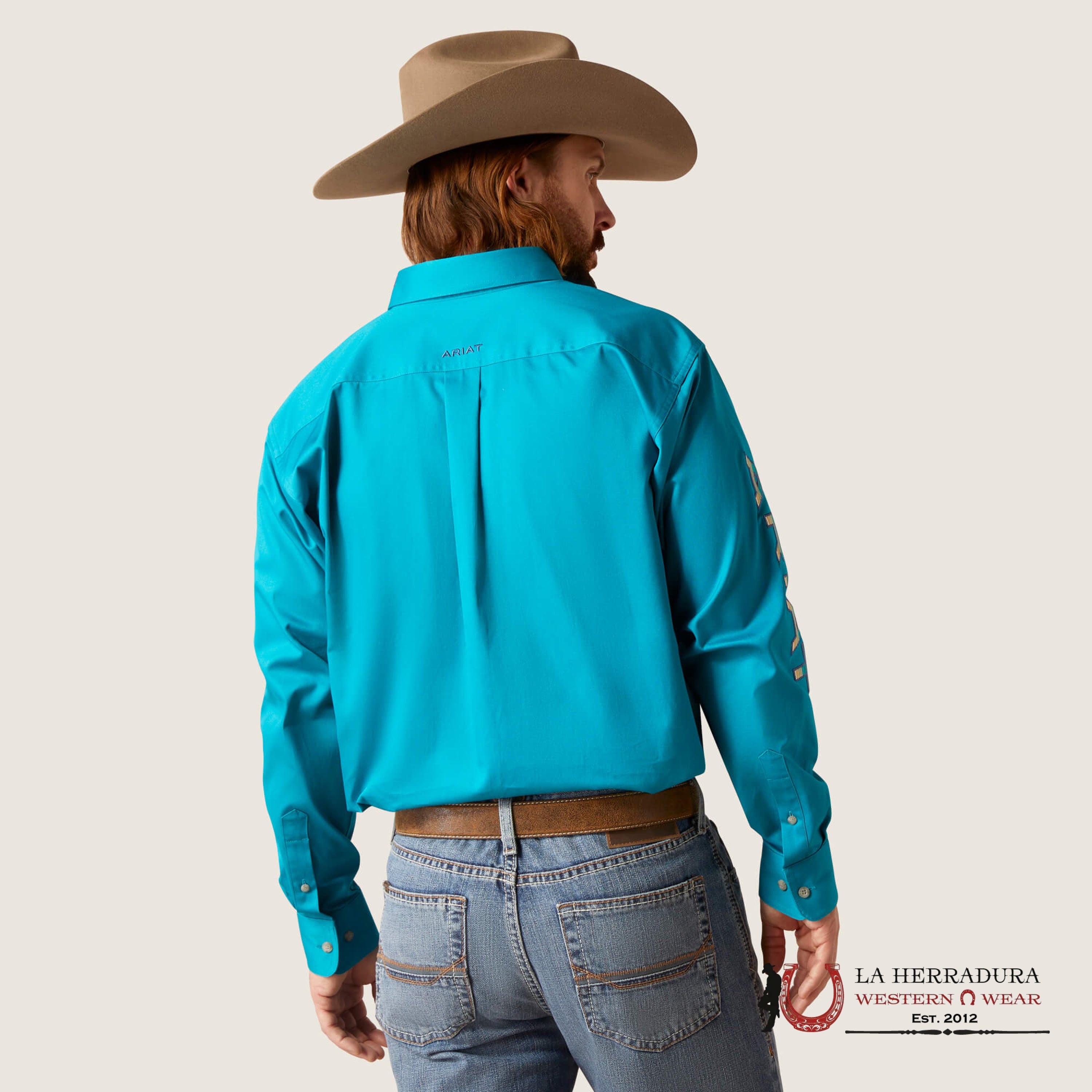 ARIAT TEAM LOGO TWILL CLASSIC LONG SLEEVE AHIRT ENAMEL BLUE CLASSIC FIT - 6720 ROPA HOMBRES