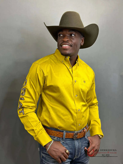 ARIAT TEAM LOGO TWILL CLASSIC LONG SLEEVE ANTIQUE MOSS SHIRT - 6723