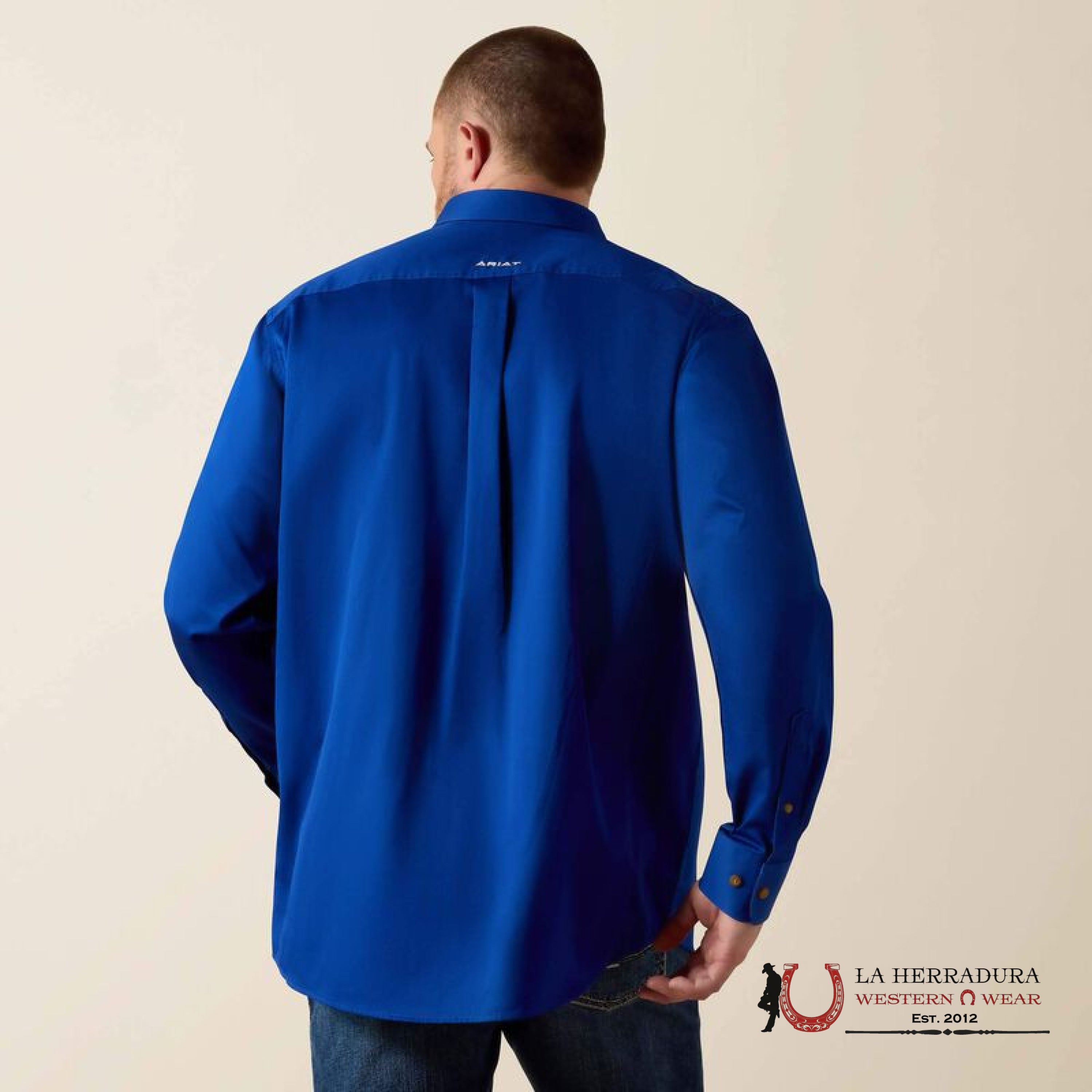 ARIAT TEAM LOGO TWILL FTD LS SHRT ULTRAMARINE/WHITE 10034232 ROPA HOMBRES