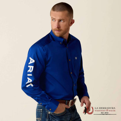 CAMISA MANGA LARGA ARIAT TEAM LOGO TWILL FTD ULTRAMARINE/BLANCO -10034232