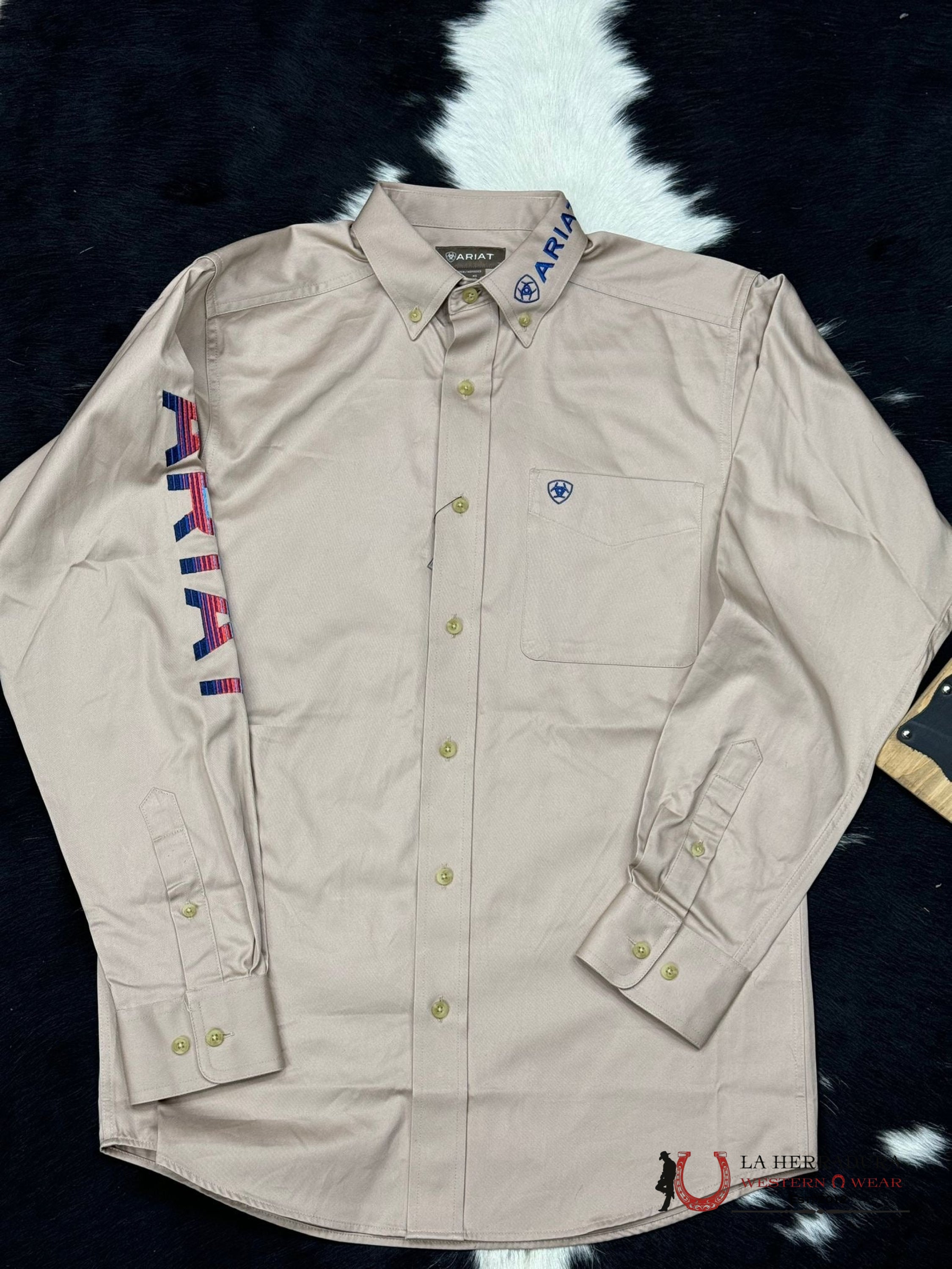 Ariat Team Logo Twill Khaki Long Sleeve Shirt Ropa Hombres