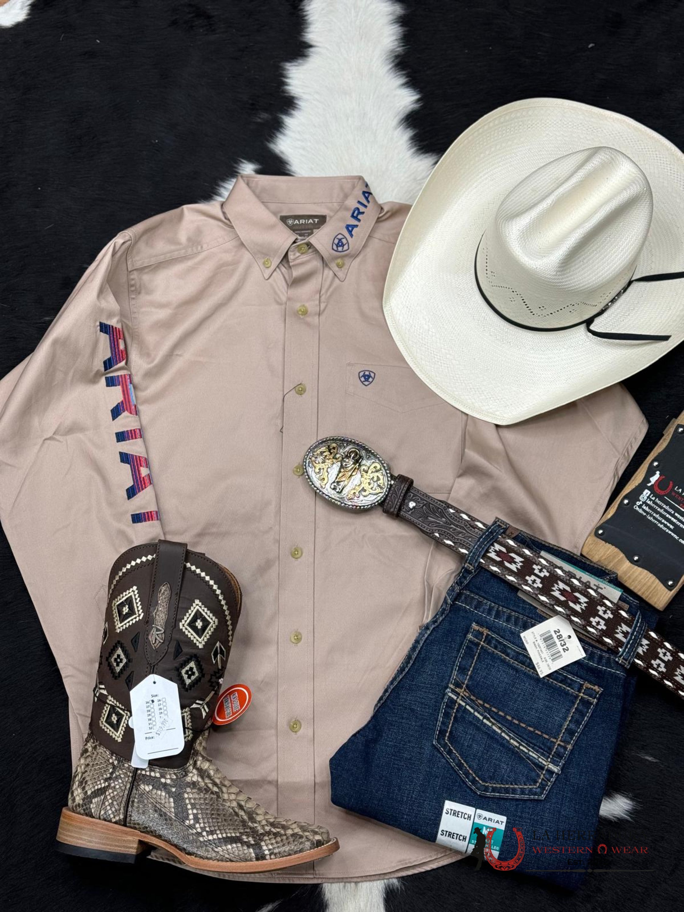 Ariat Team Logo Twill Khaki Long Sleeve Shirt Ropa Hombres