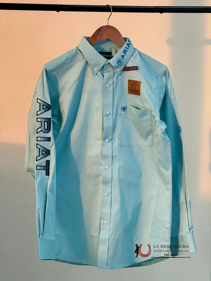 Ariat Team Logo Twill Light Aqua Fitted Long Sleeve Shirt 10048717 Ropa Hombres