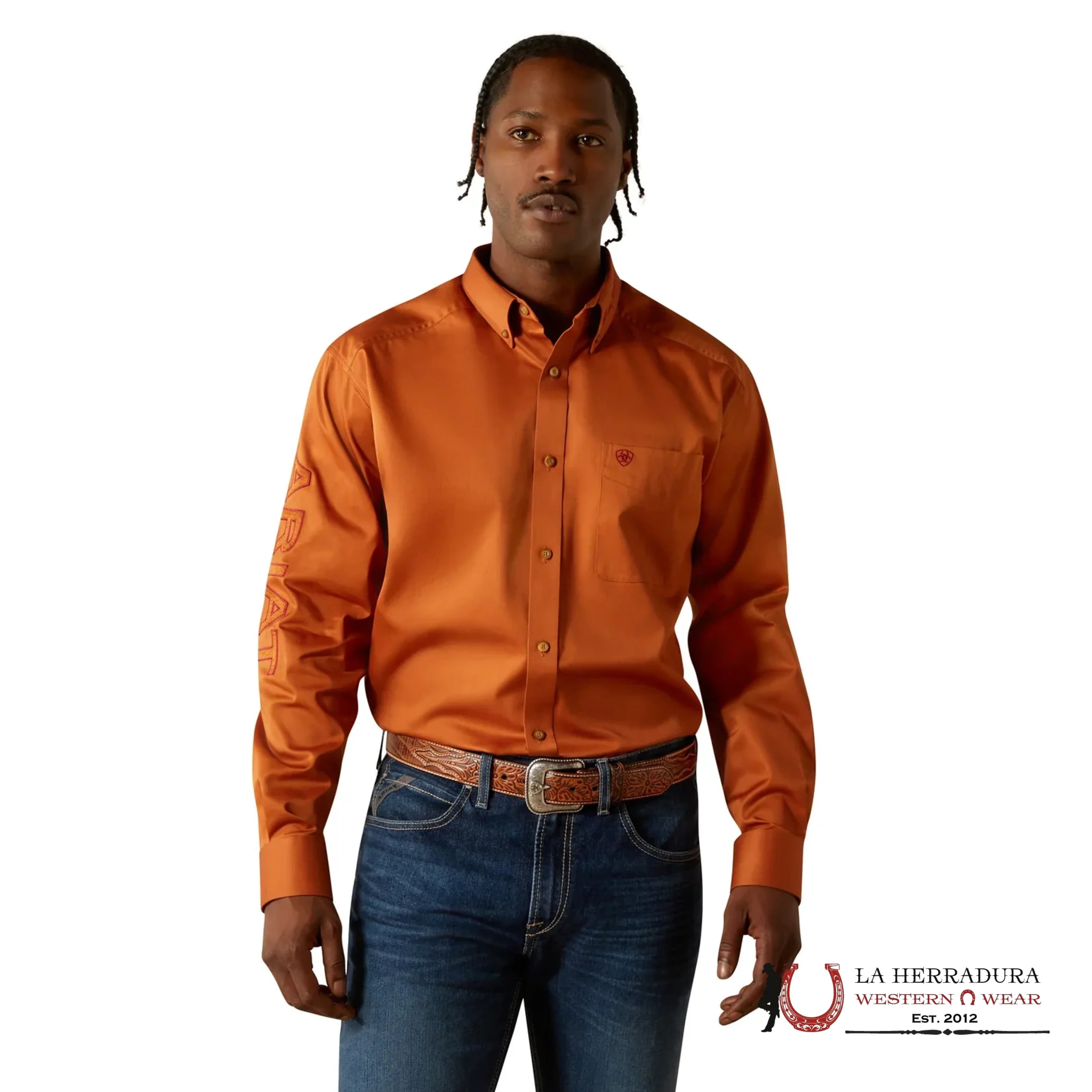 ARIAT TEAM LOGO TWILL LS SHRT ADOBE/BRICK CLASSIC FIT 10062606 ROPA HOMBRES