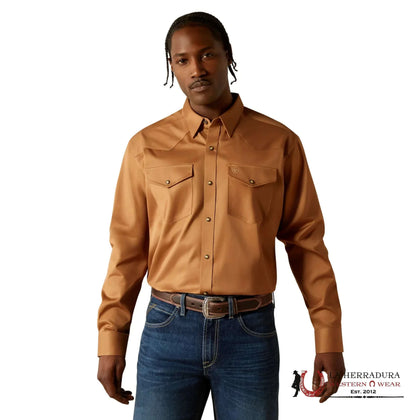 ARIAT TEAM LOGO CAMISA SARGASAN DE MANGA LARGA COLOR CANELA CORTE CLÁSICO 10062473
